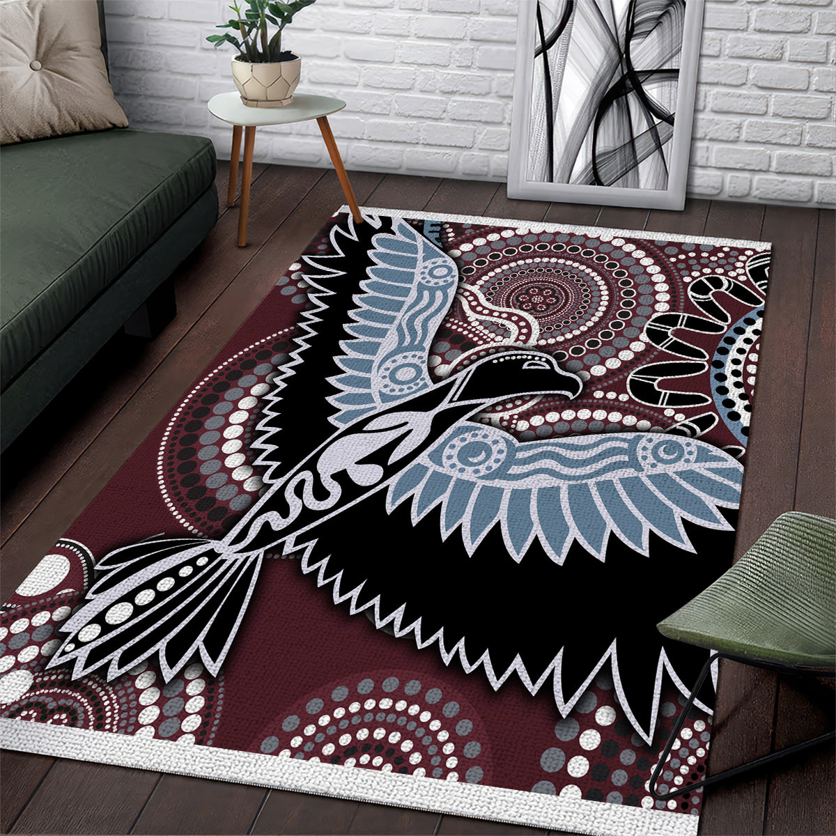 Aboriginal Pattern Bird Area Rug - Vibe Hoodie Shop