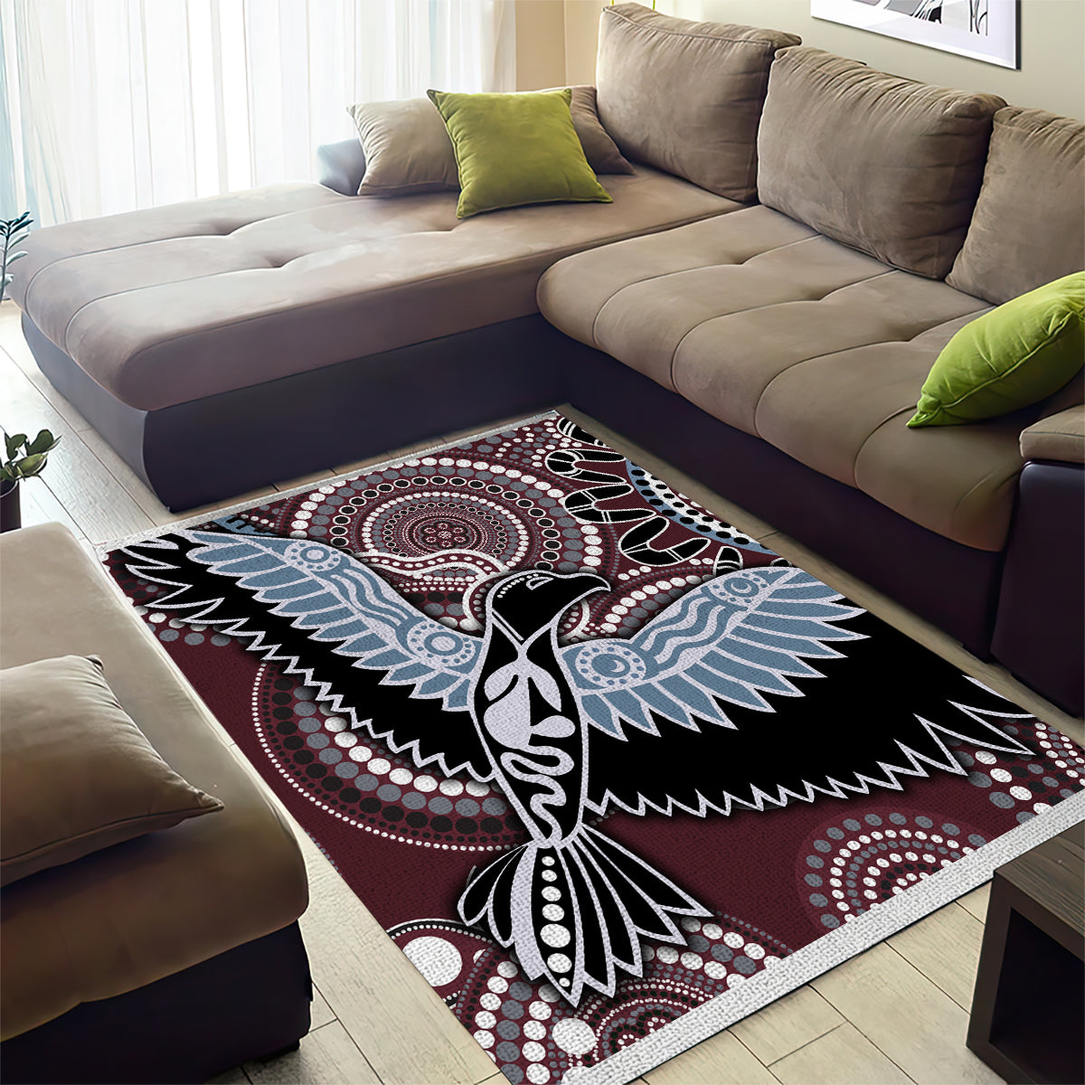 Aboriginal Pattern Bird Area Rug - Vibe Hoodie Shop