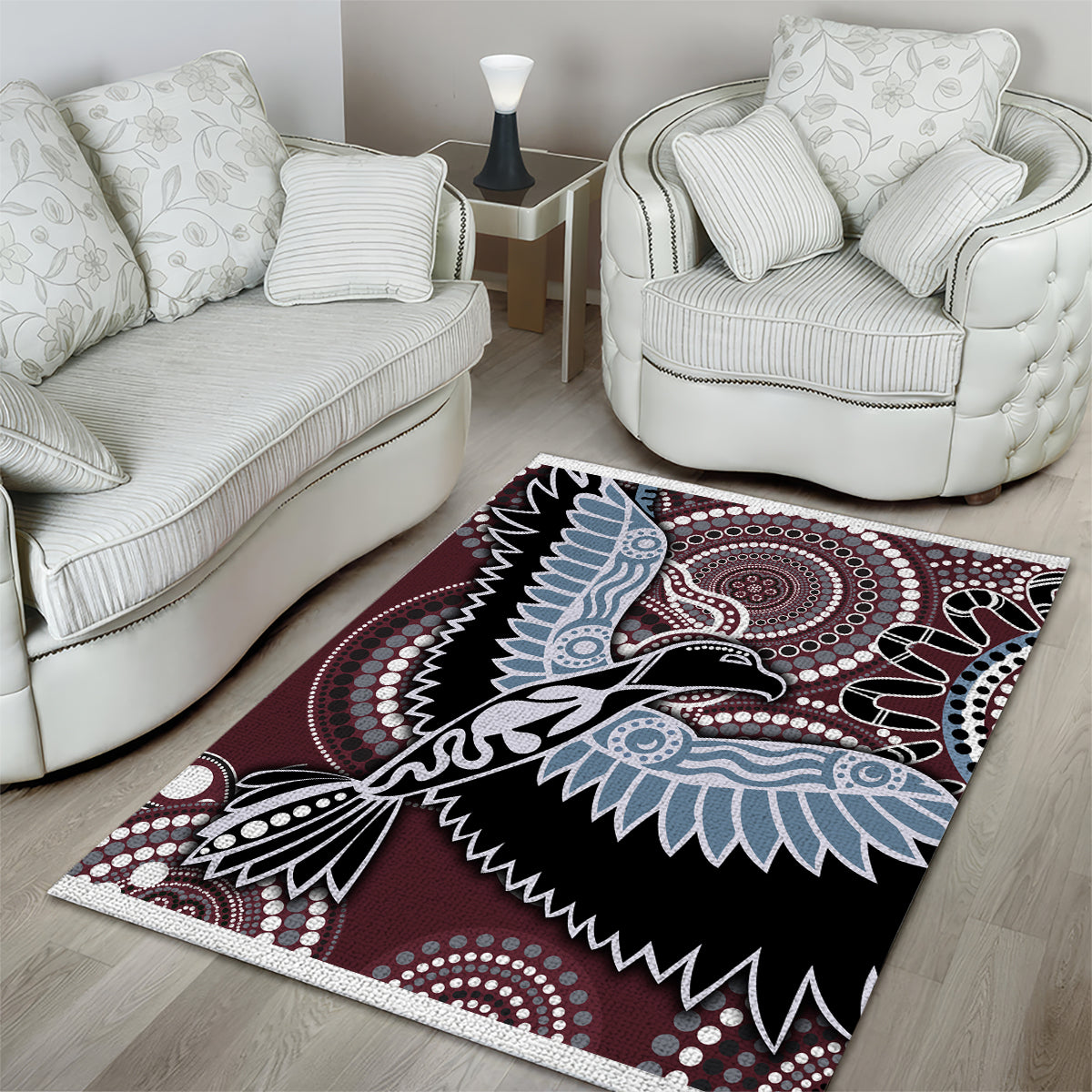 Aboriginal Pattern Bird Area Rug - Vibe Hoodie Shop