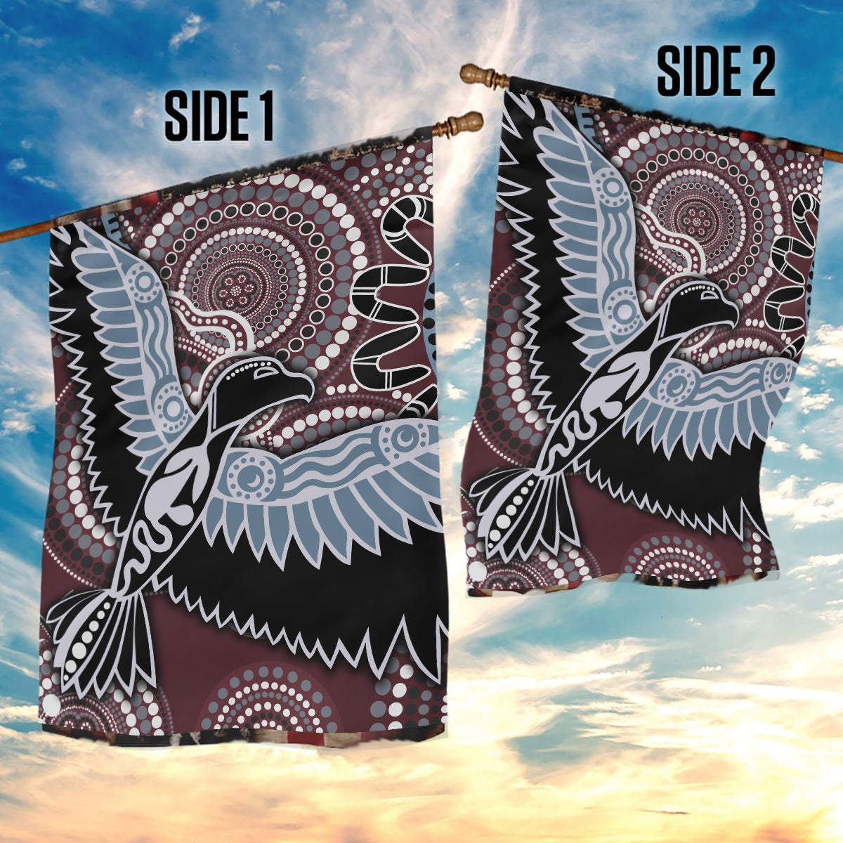 Aboriginal Pattern Bird Garden Flag - Vibe Hoodie Shop