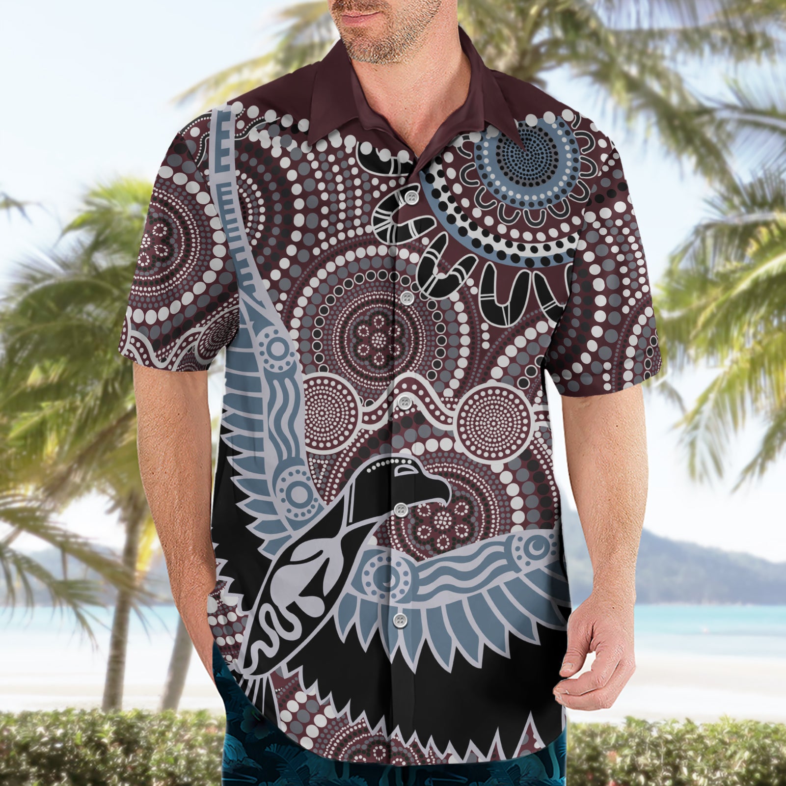Aboriginal Pattern Bird Hawaiian Shirt - Vibe Hoodie Shop