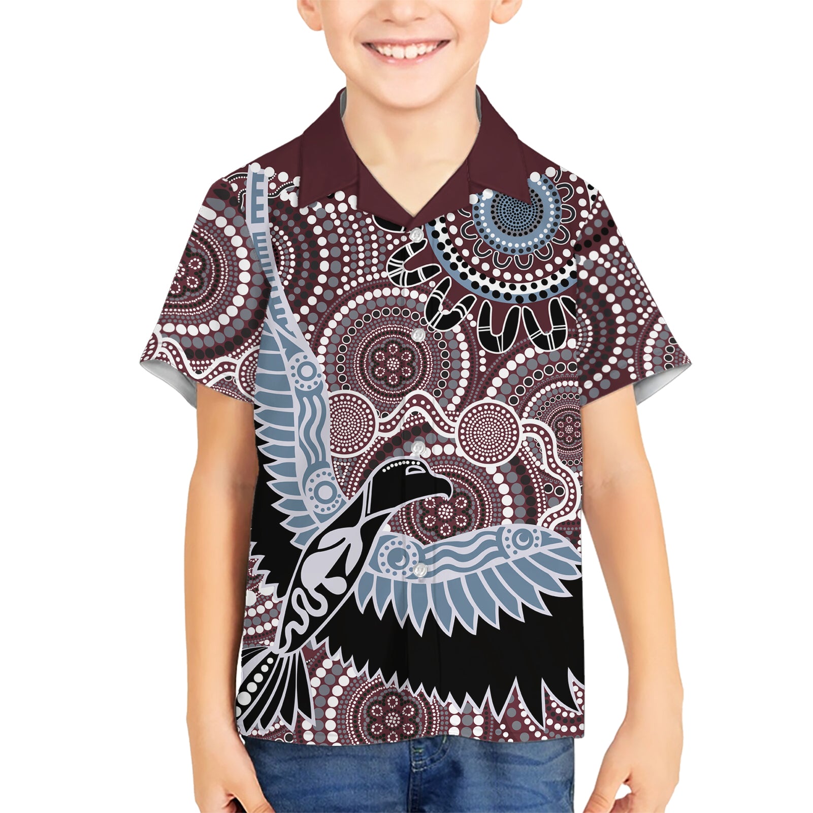 Aboriginal Pattern Bird Hawaiian Shirt - Vibe Hoodie Shop