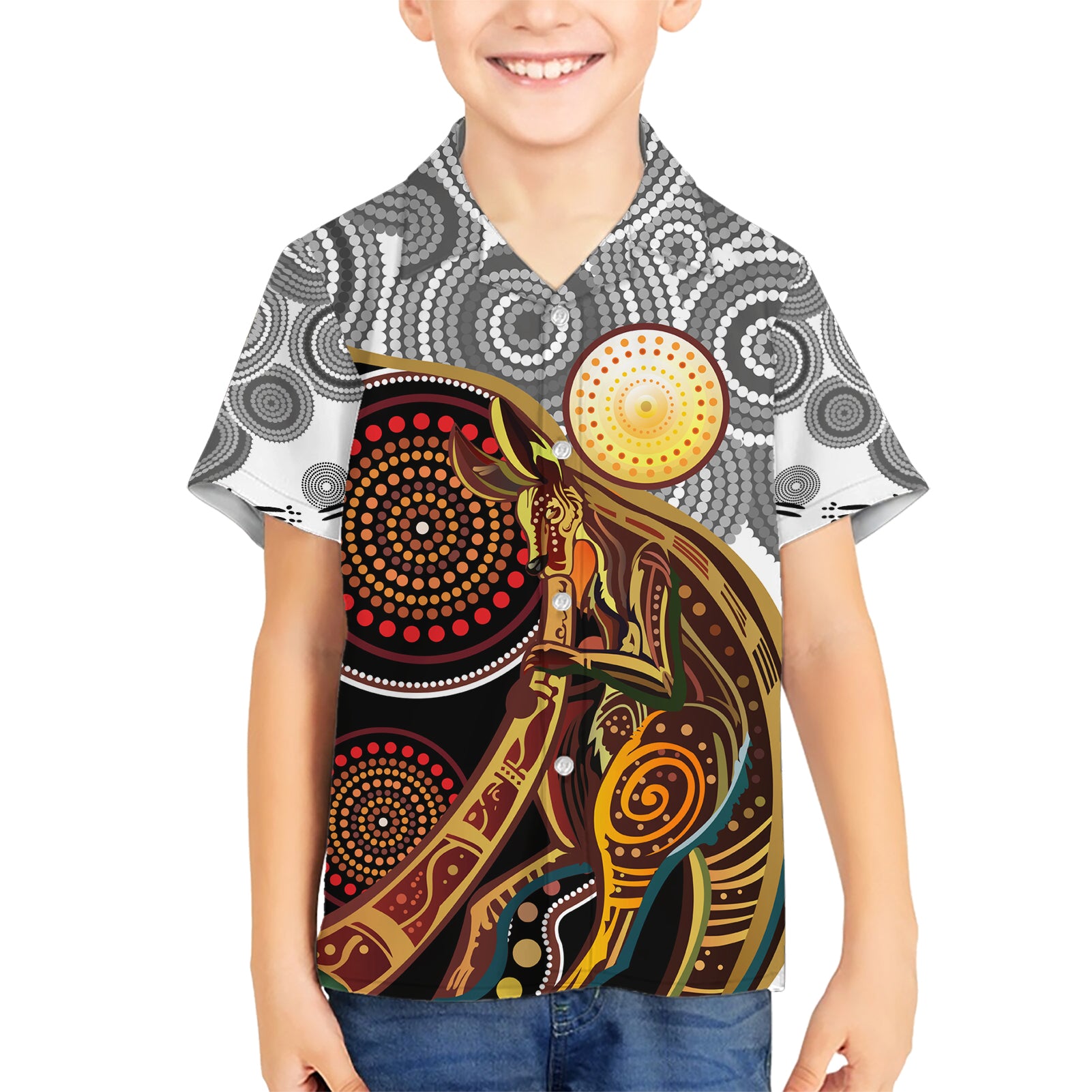 Aboriginal Kangaroo Pattern Dot Art Hawaiian Shirt - Vibe Hoodie Shop