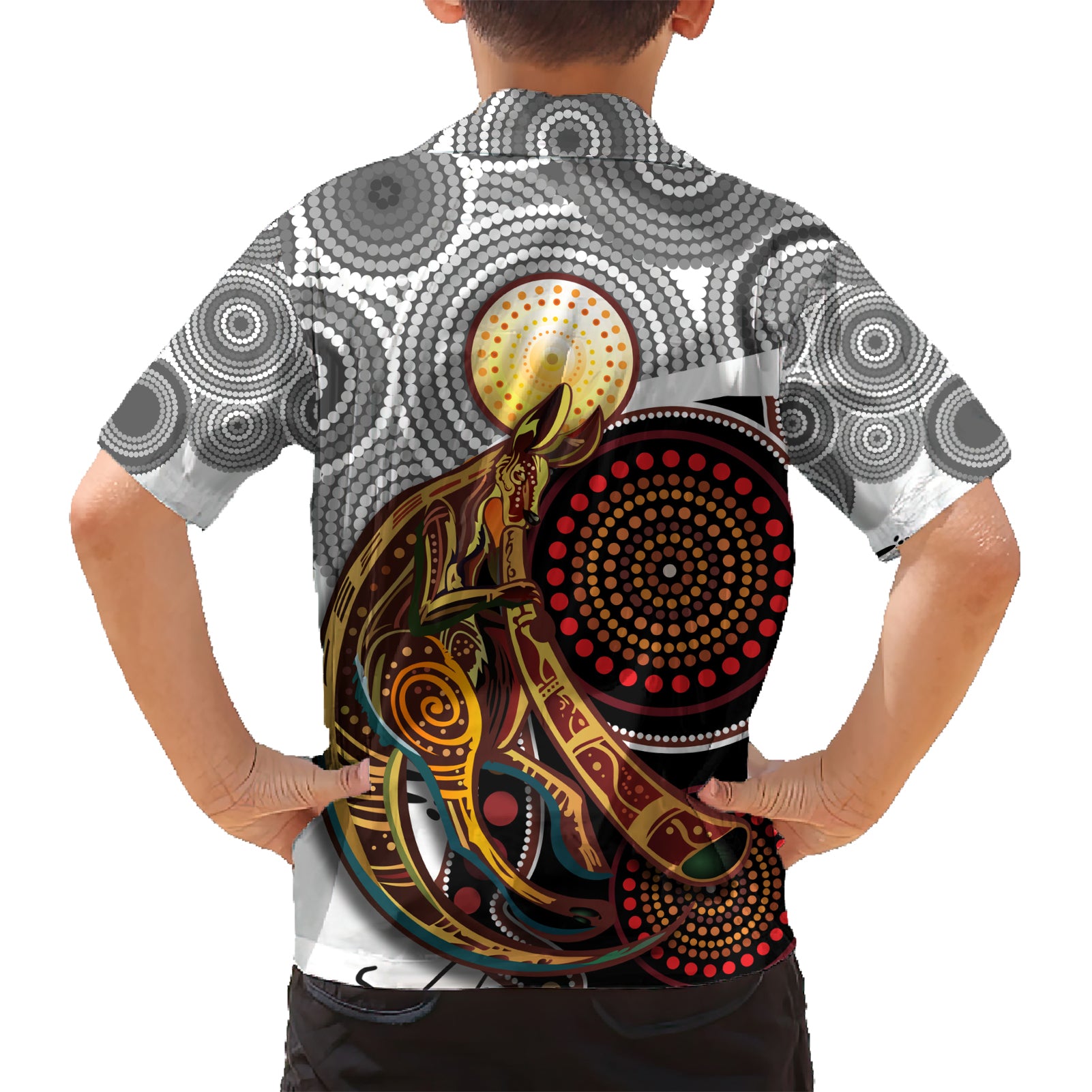 Aboriginal Kangaroo Pattern Dot Art Hawaiian Shirt - Vibe Hoodie Shop