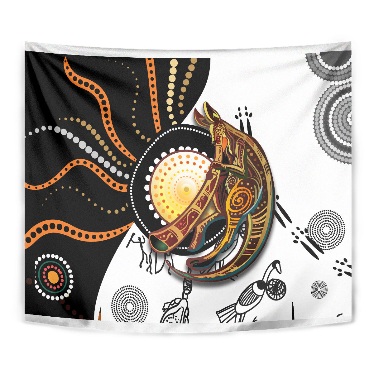 Aboriginal Kangaroo Pattern Dot Art Tapestry - Vibe Hoodie Shop