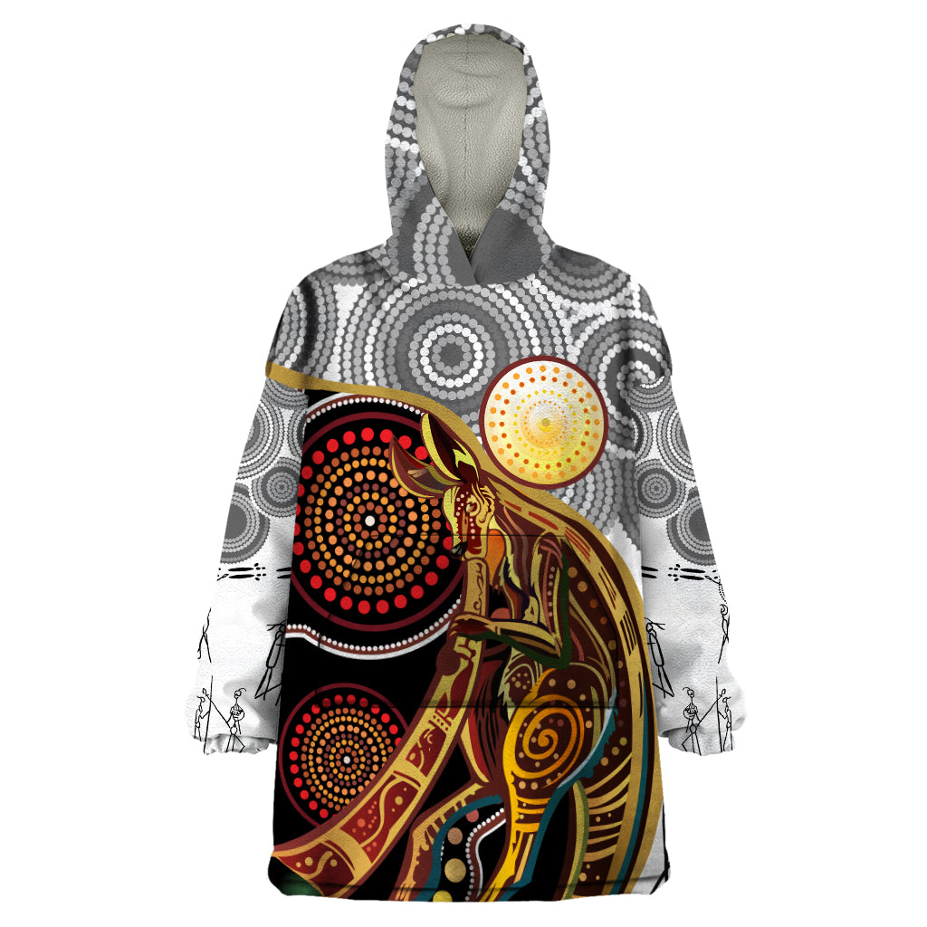 Aboriginal Kangaroo Pattern Dot Art Wearable Blanket Hoodie - Vibe Hoodie Shop