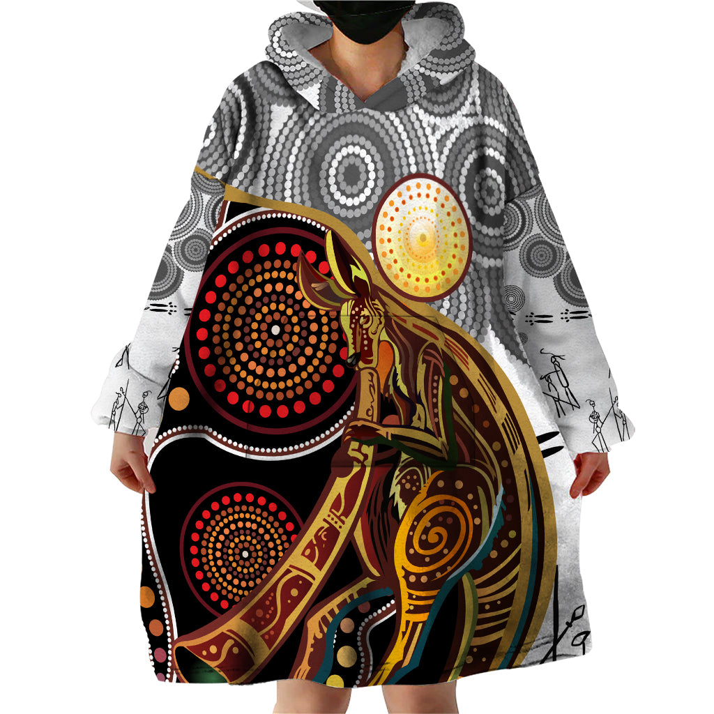 Aboriginal Kangaroo Pattern Dot Art Wearable Blanket Hoodie - Vibe Hoodie Shop