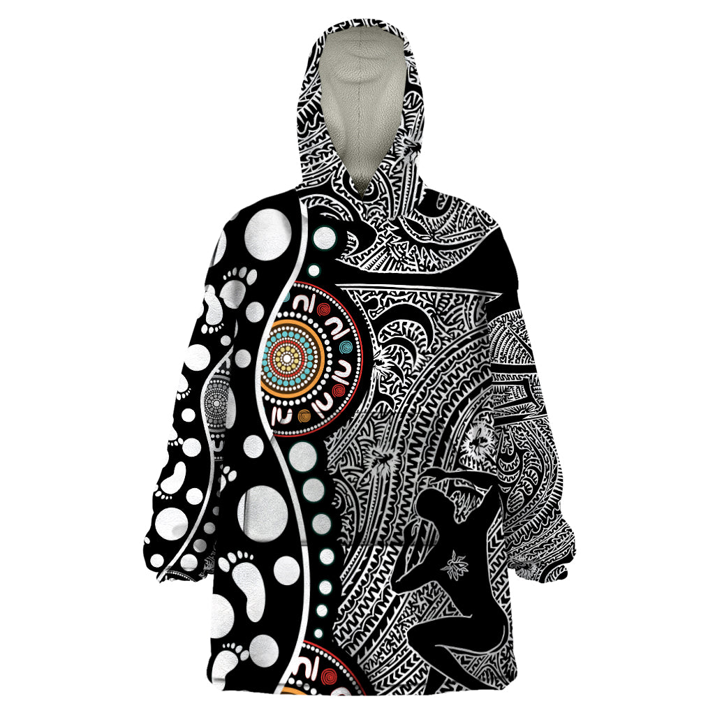 Torest Trait Islands Map Mix Aboriginal Pattern Wearable Blanket Hoodie - Vibe Hoodie Shop