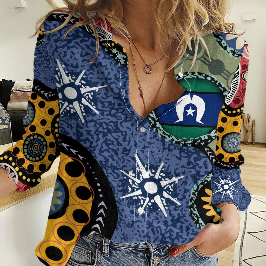 Torest Trait Islands Mix Aboriginal Pattern Women Casual Shirt - Vibe Hoodie Shop