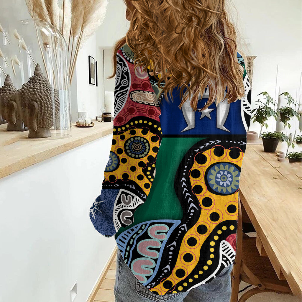 Torest Trait Islands Mix Aboriginal Pattern Women Casual Shirt - Vibe Hoodie Shop