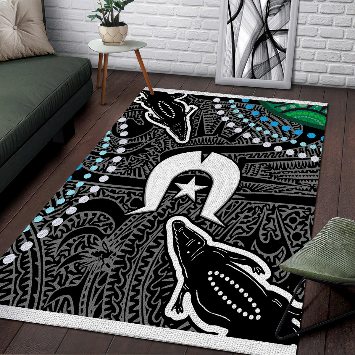 Torest Trait Islands Mix Crocodine Aboriginal Pattern Area Rug - Vibe Hoodie Shop