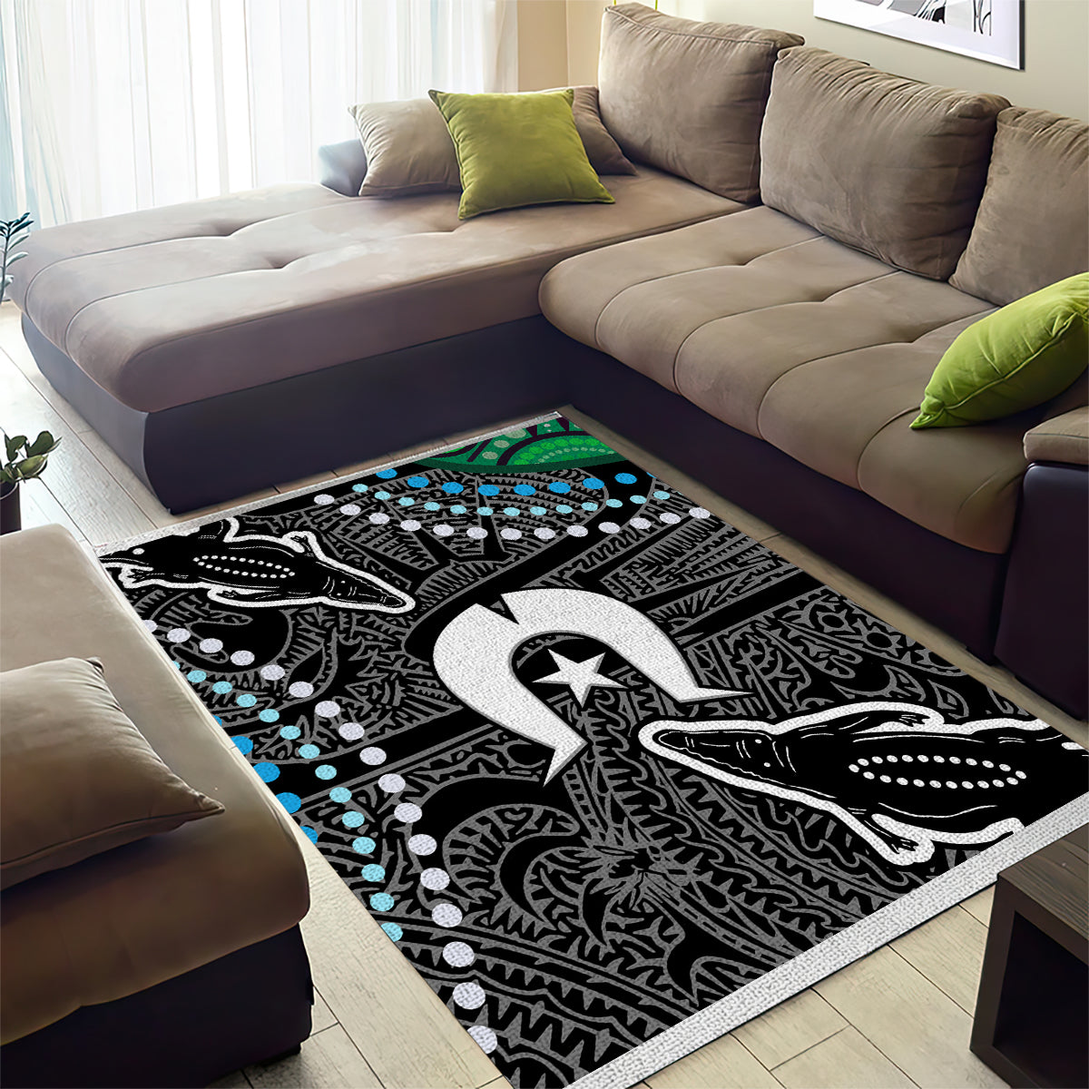 Torest Trait Islands Mix Crocodine Aboriginal Pattern Area Rug - Vibe Hoodie Shop