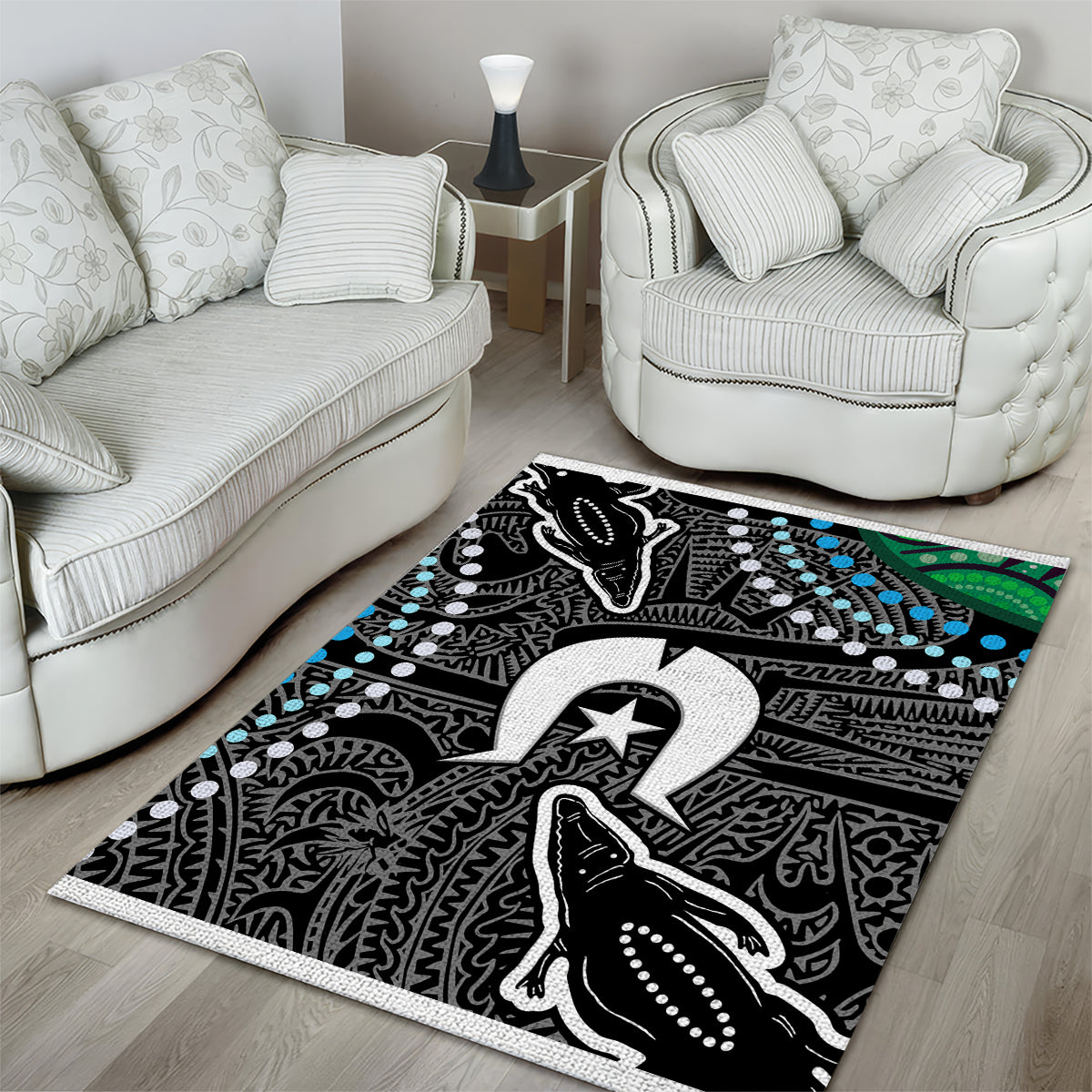 Torest Trait Islands Mix Crocodine Aboriginal Pattern Area Rug - Vibe Hoodie Shop