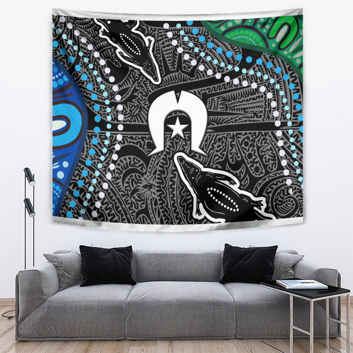 Torest Trait Islands Mix Crocodine Aboriginal Pattern Tapestry - Vibe Hoodie Shop