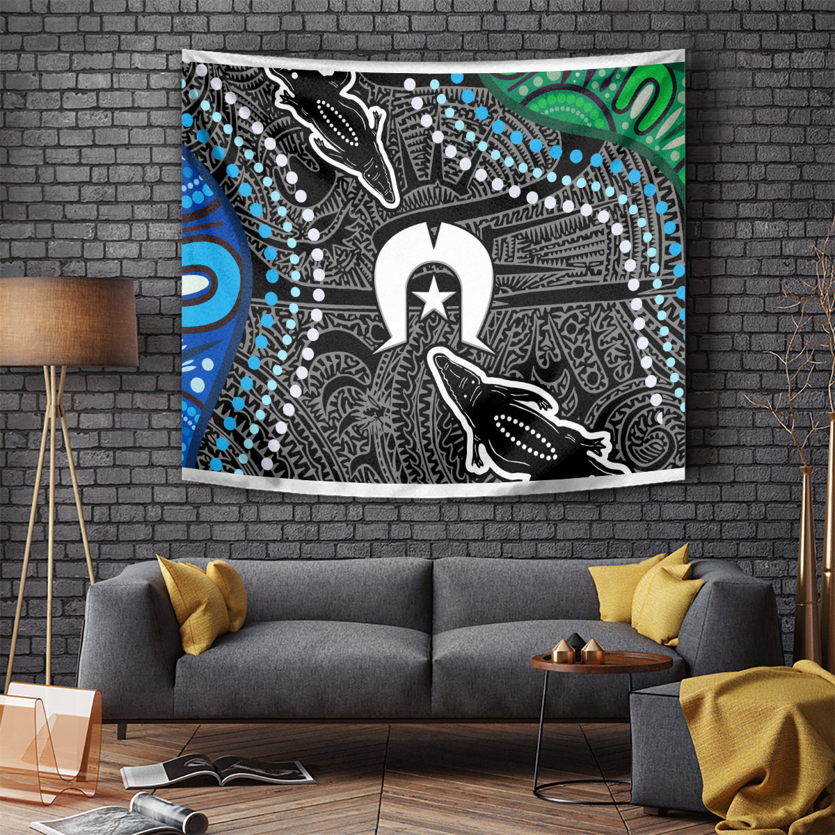 Torest Trait Islands Mix Crocodine Aboriginal Pattern Tapestry - Vibe Hoodie Shop