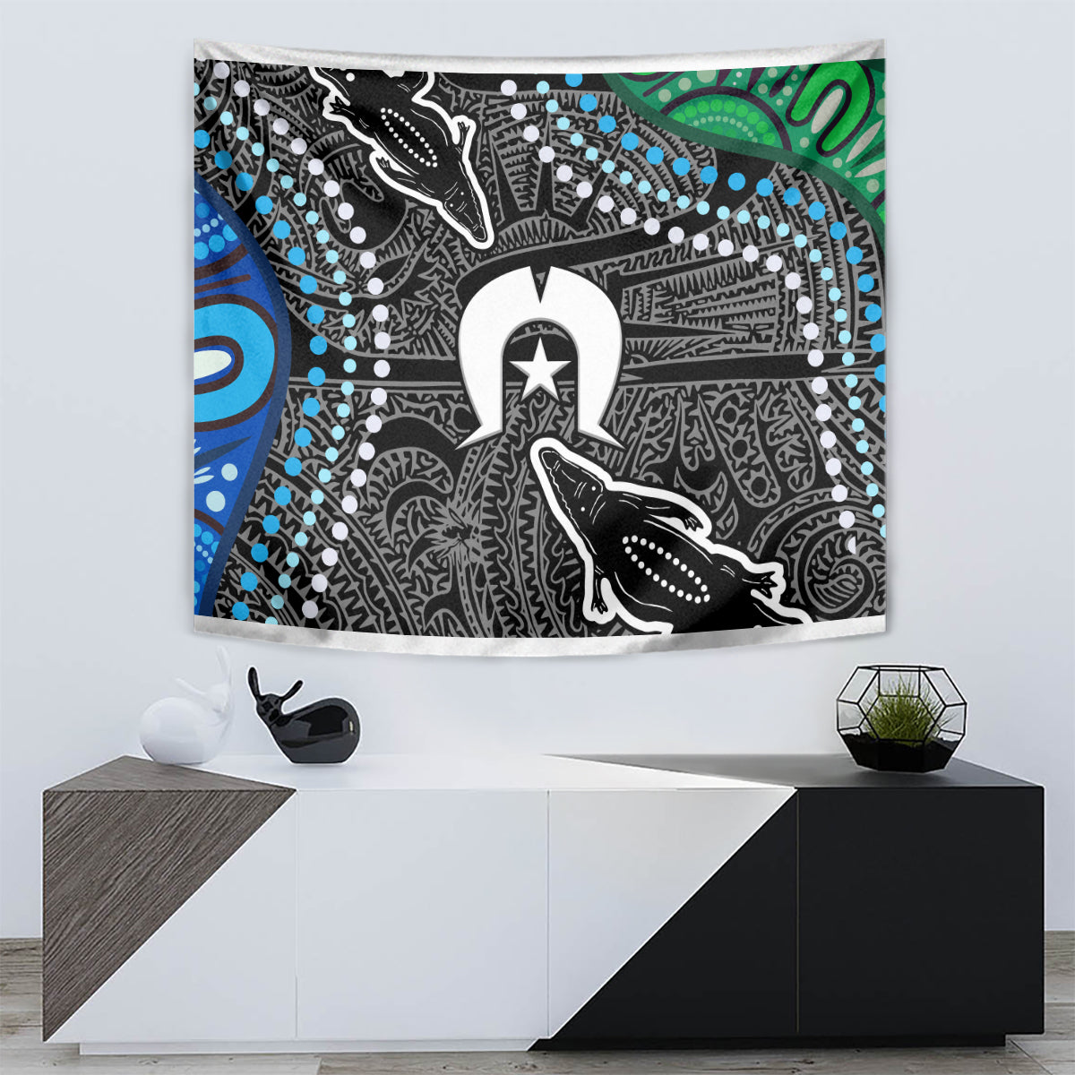 Torest Trait Islands Mix Crocodine Aboriginal Pattern Tapestry - Vibe Hoodie Shop