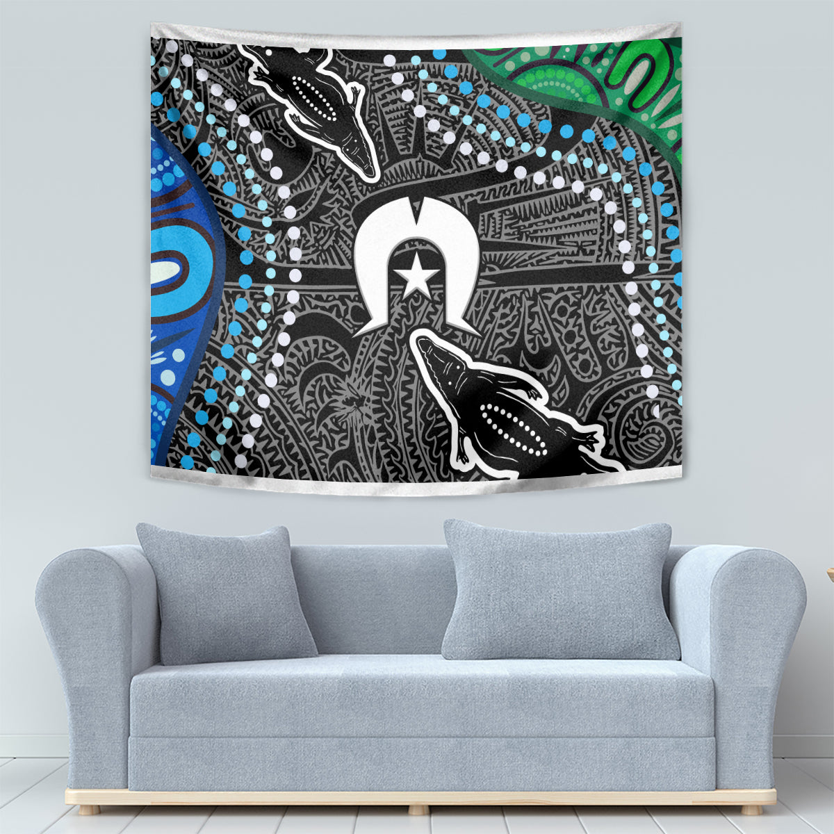 Torest Trait Islands Mix Crocodine Aboriginal Pattern Tapestry - Vibe Hoodie Shop