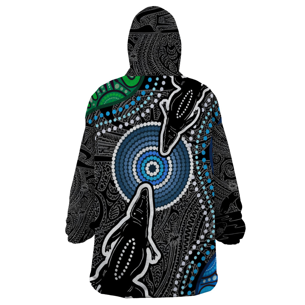 Torest Trait Islands Mix Crocodine Aboriginal Pattern Wearable Blanket Hoodie - Vibe Hoodie Shop