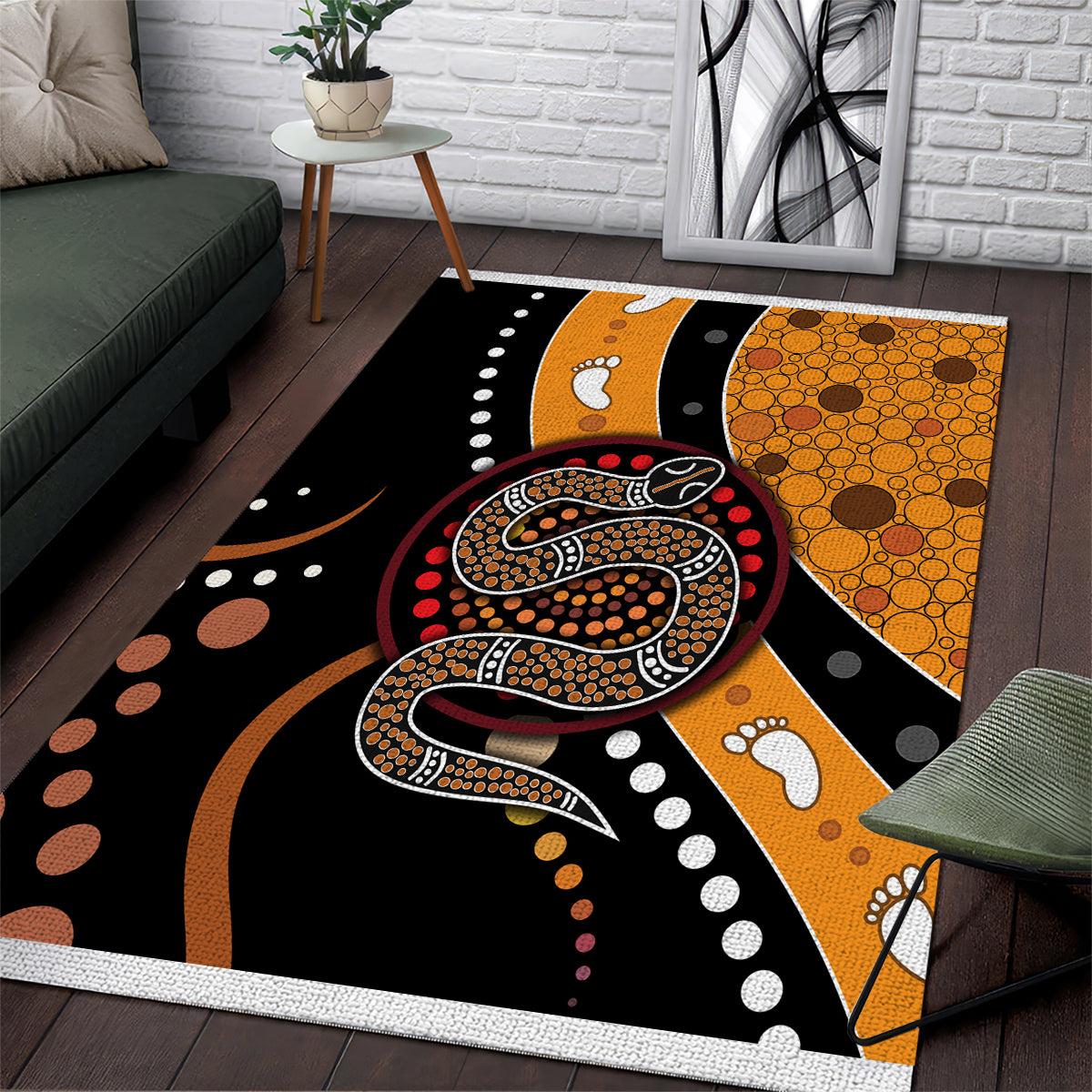 Aboriginal Snake Pattern Dot Art Area Rug - Vibe Hoodie Shop