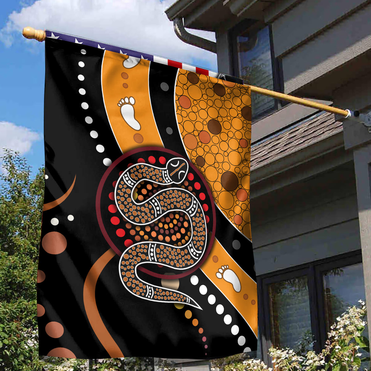 Aboriginal Snake Pattern Dot Art Garden Flag - Vibe Hoodie Shop