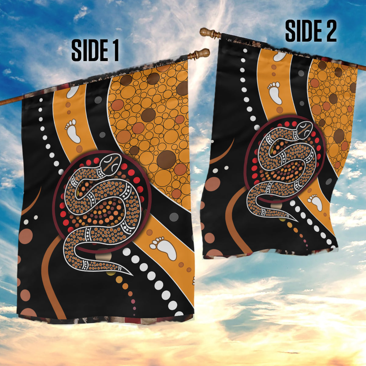 Aboriginal Snake Pattern Dot Art Garden Flag - Vibe Hoodie Shop