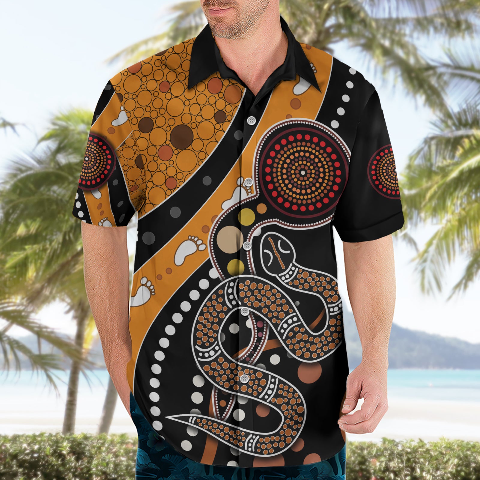 Aboriginal Snake Pattern Dot Art Hawaiian Shirt - Vibe Hoodie Shop