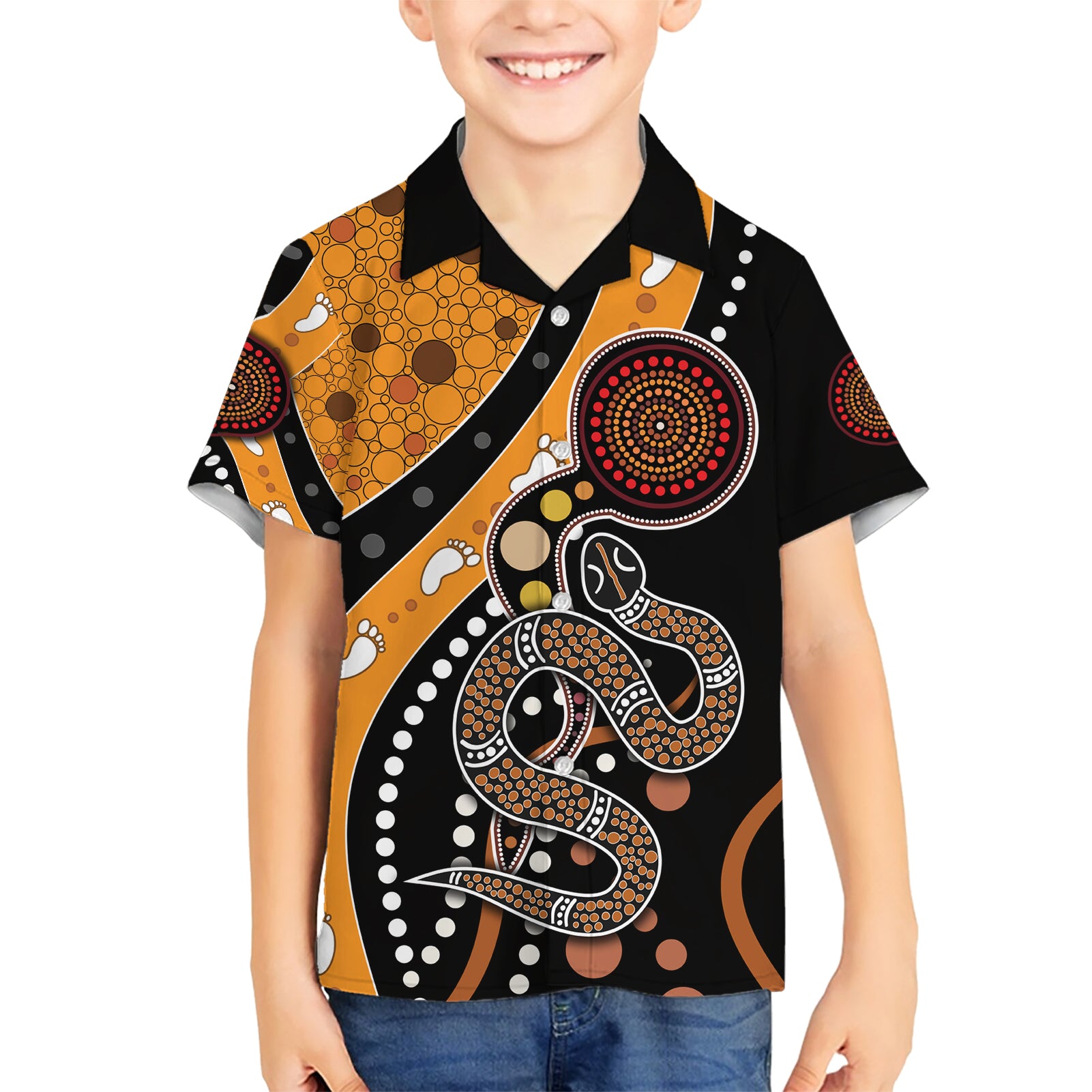 Aboriginal Snake Pattern Dot Art Hawaiian Shirt - Vibe Hoodie Shop