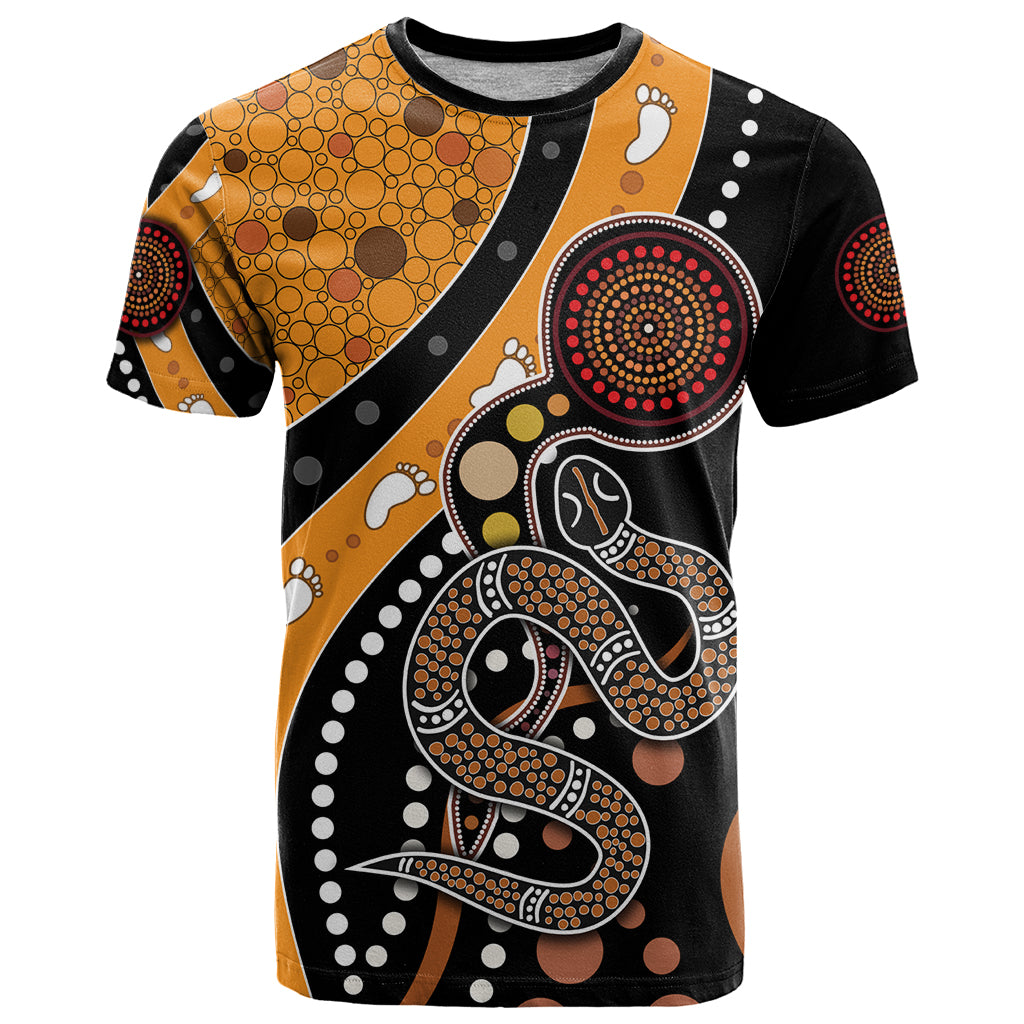 Aboriginal Snake Pattern Dot Art T Shirt - Vibe Hoodie Shop