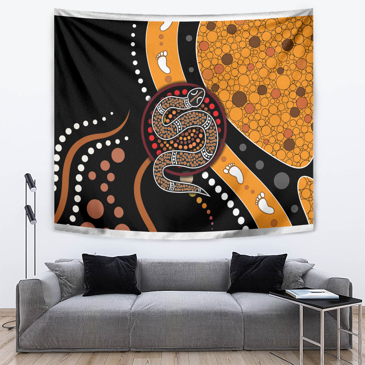 Aboriginal Snake Pattern Dot Art Tapestry - Vibe Hoodie Shop