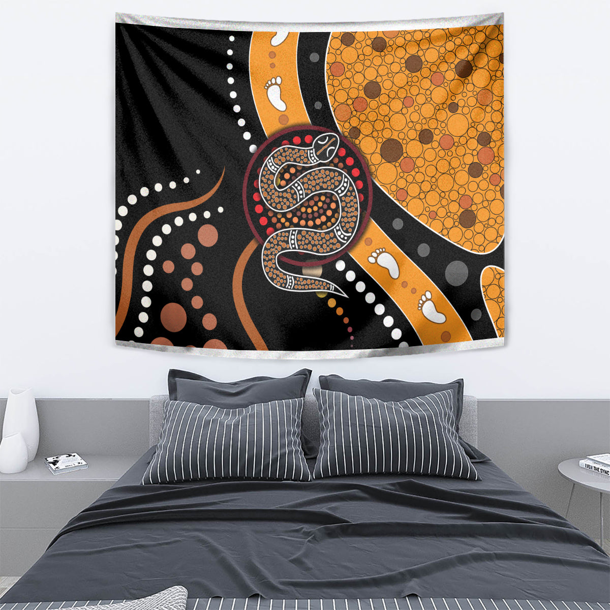 Aboriginal Snake Pattern Dot Art Tapestry - Vibe Hoodie Shop