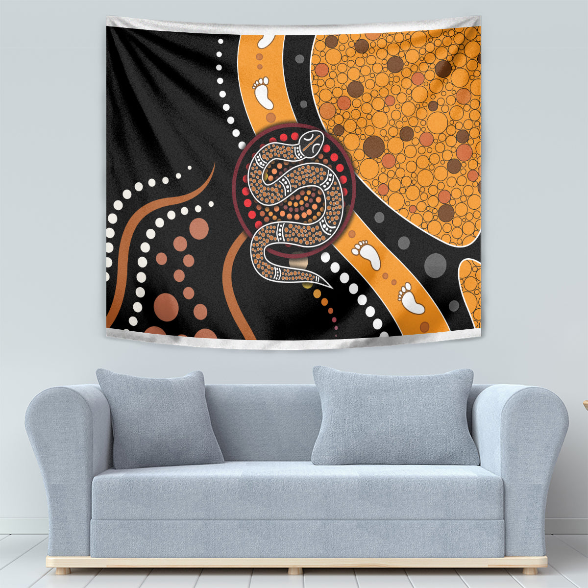 Aboriginal Snake Pattern Dot Art Tapestry - Vibe Hoodie Shop