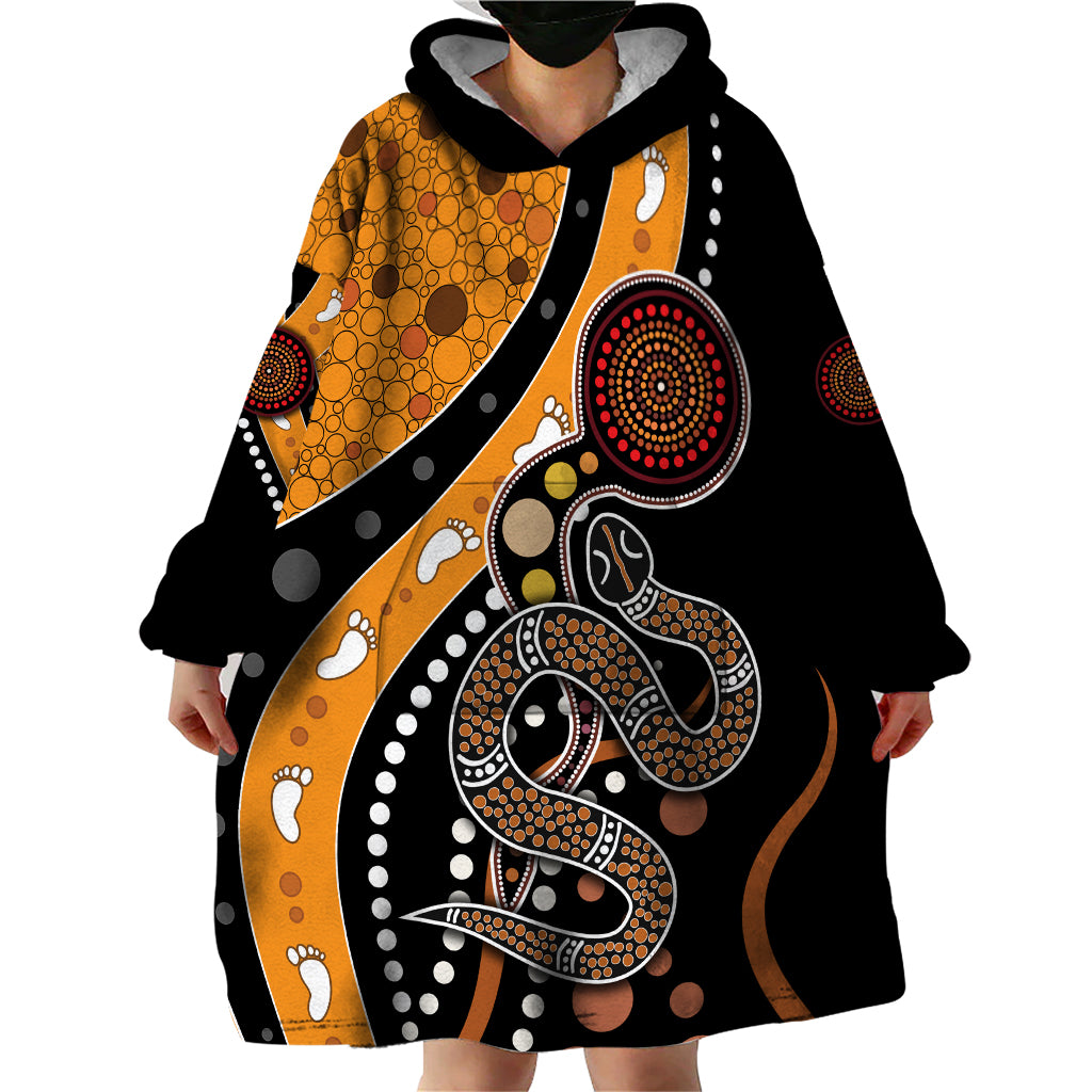 Aboriginal Snake Pattern Dot Art Wearable Blanket Hoodie - Vibe Hoodie Shop