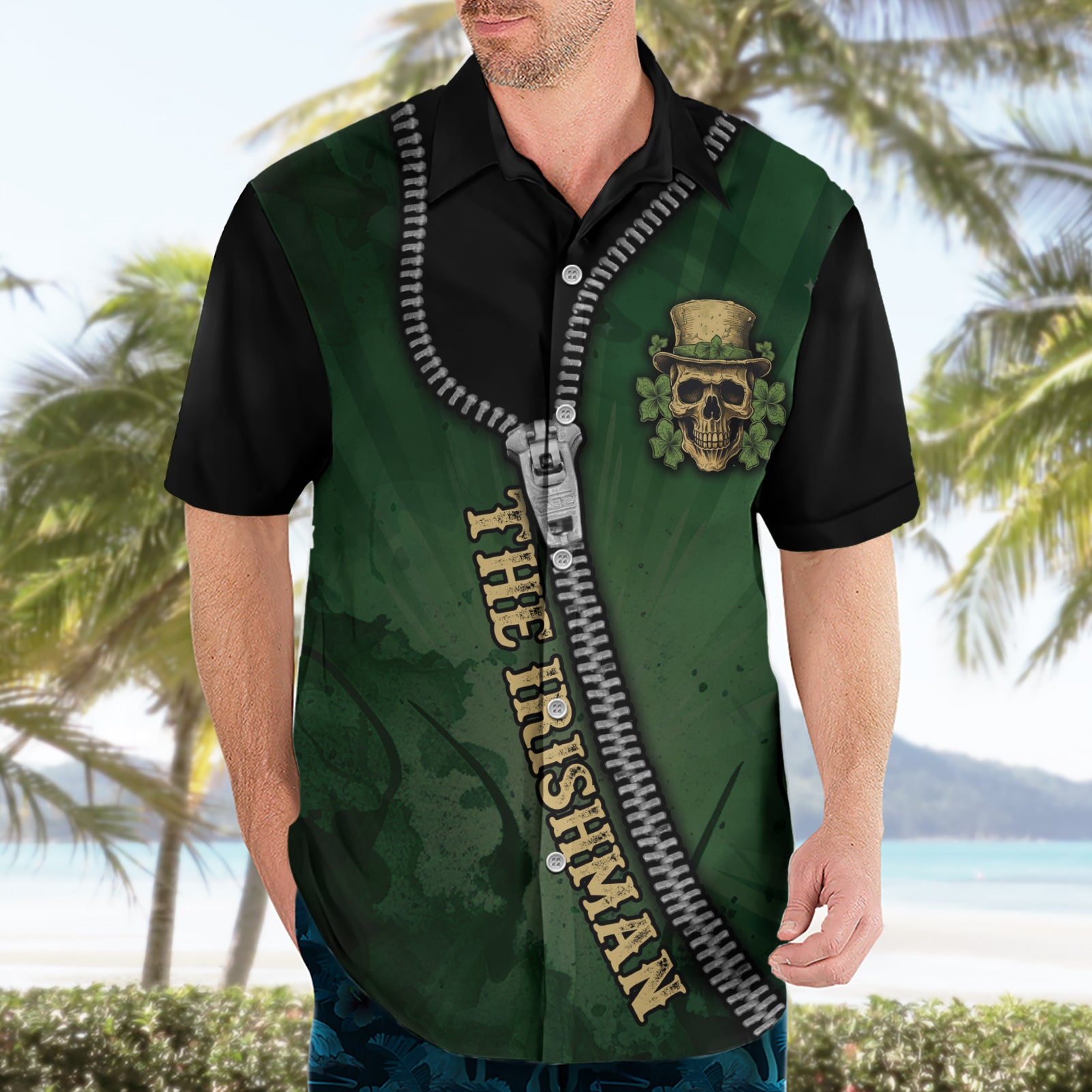The Irish Man 3D Zip Art Hawaiian Shirt - Vibe Hoodie Shop