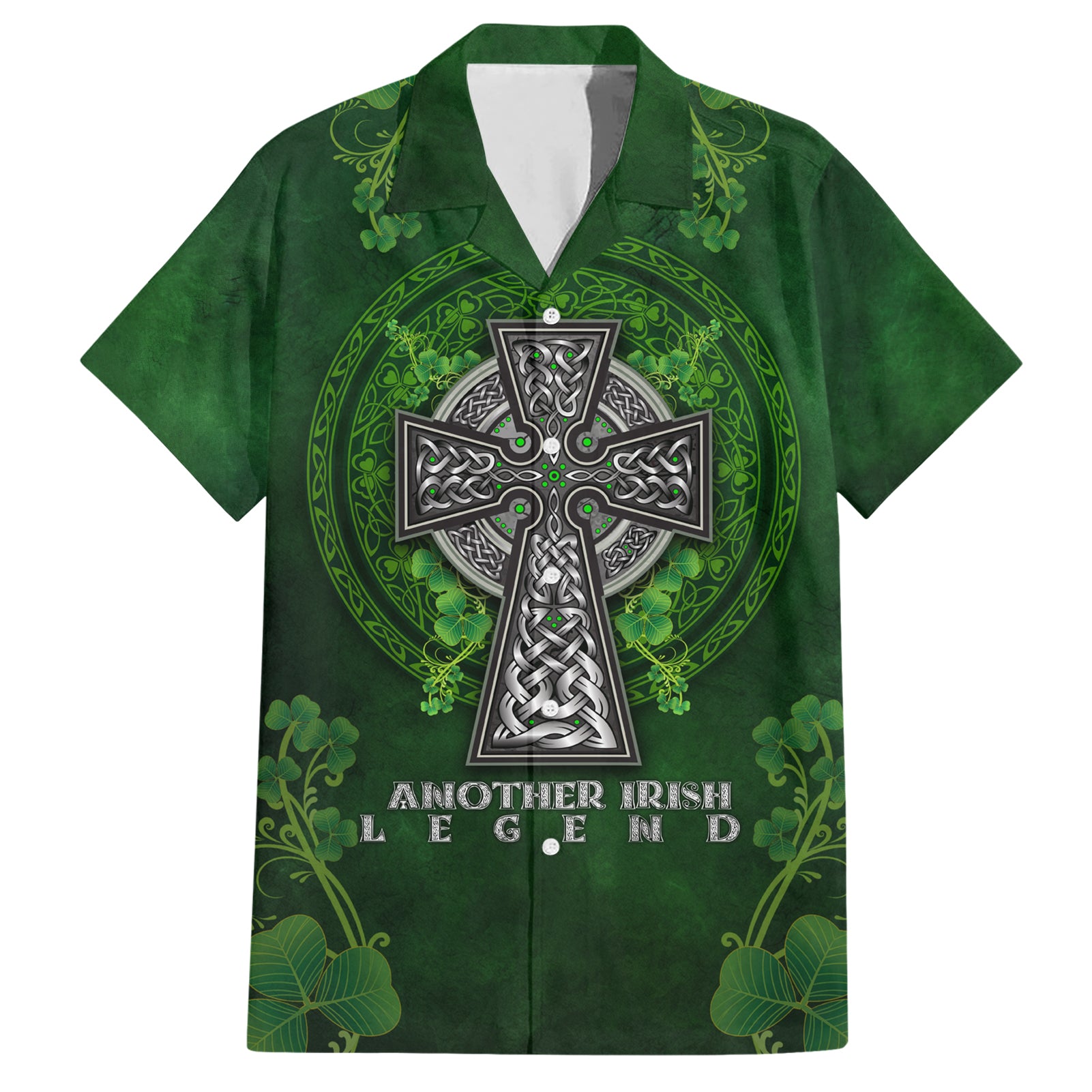 Irish Cross Mix With Shamrock Floral Hawaiian Shirt - Vibe Hoodie Shop
