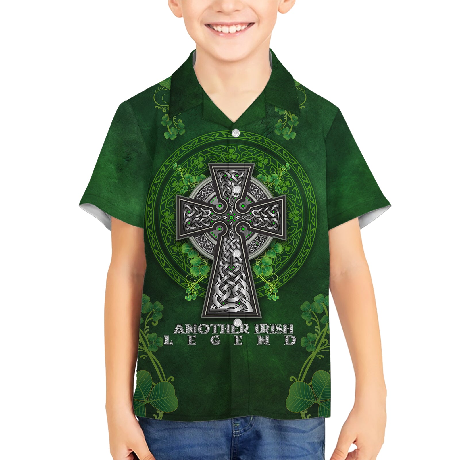 Irish Cross Mix With Shamrock Floral Hawaiian Shirt - Vibe Hoodie Shop