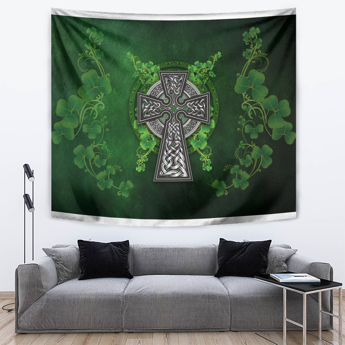 Irish Cross Mix With Shamrock Floral Tapestry - Vibe Hoodie Shop