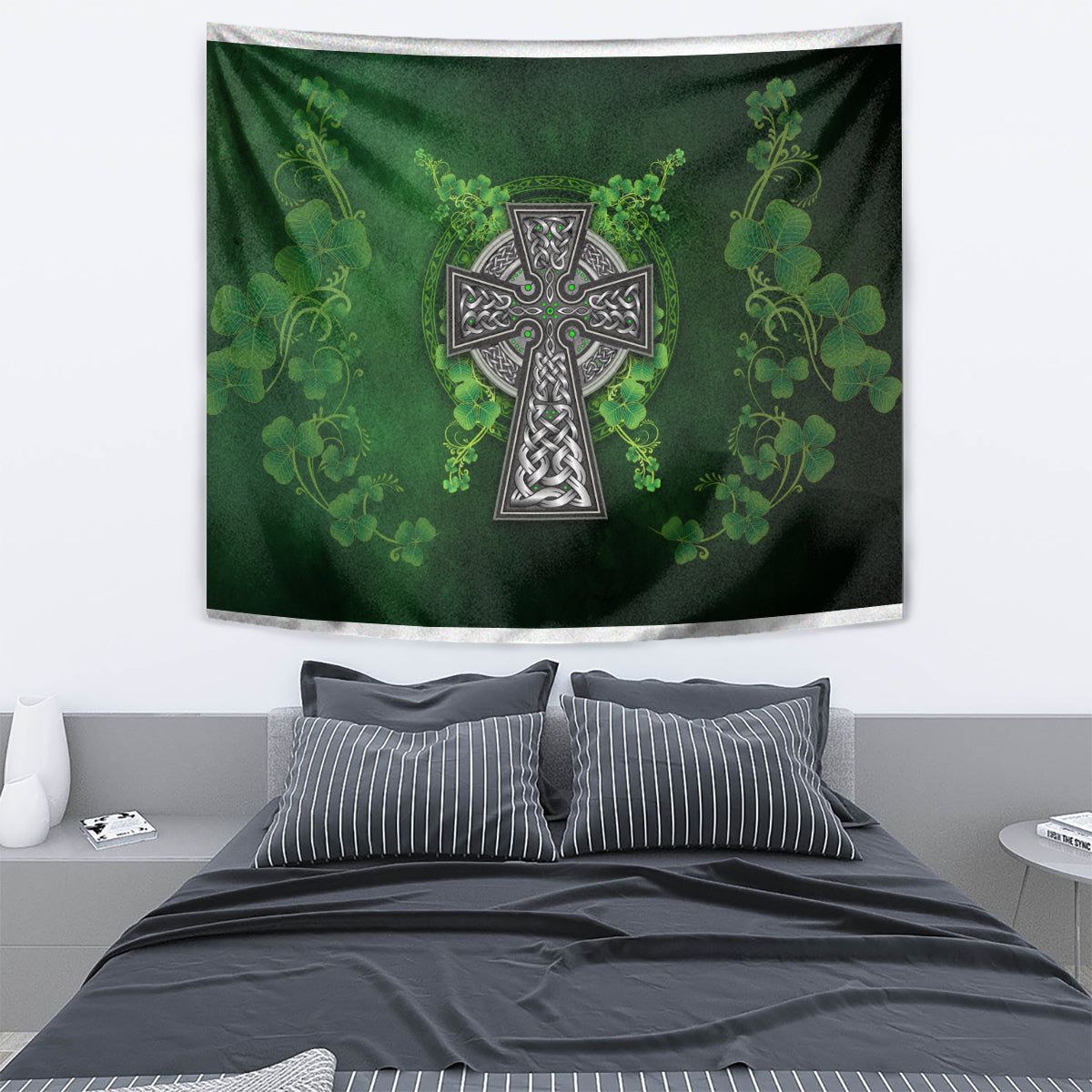 Irish Cross Mix With Shamrock Floral Tapestry - Vibe Hoodie Shop