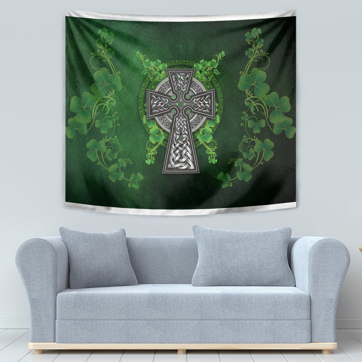 Irish Cross Mix With Shamrock Floral Tapestry - Vibe Hoodie Shop