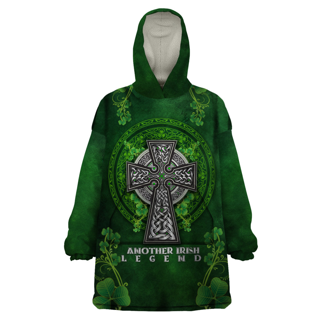 Irish Cross Mix With Shamrock Floral Wearable Blanket Hoodie - Vibe Hoodie Shop