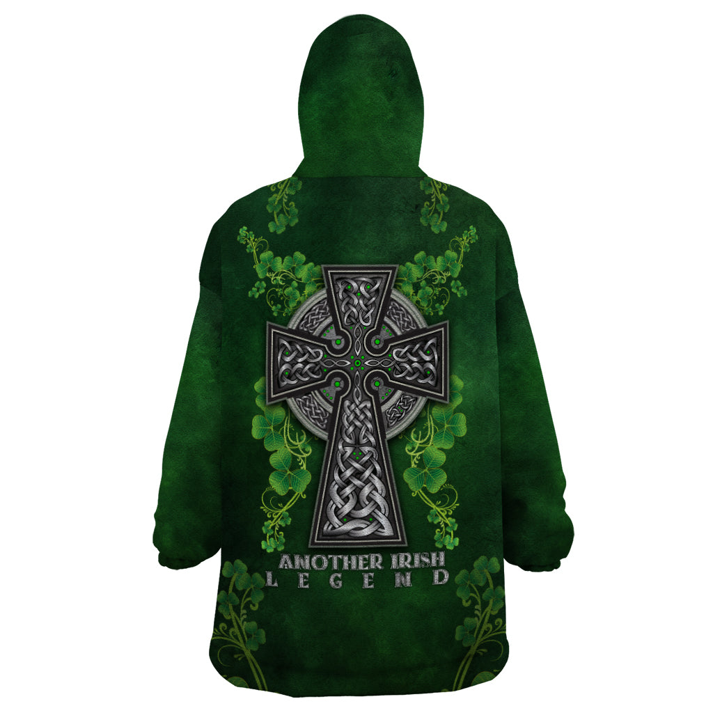 Irish Cross Mix With Shamrock Floral Wearable Blanket Hoodie - Vibe Hoodie Shop