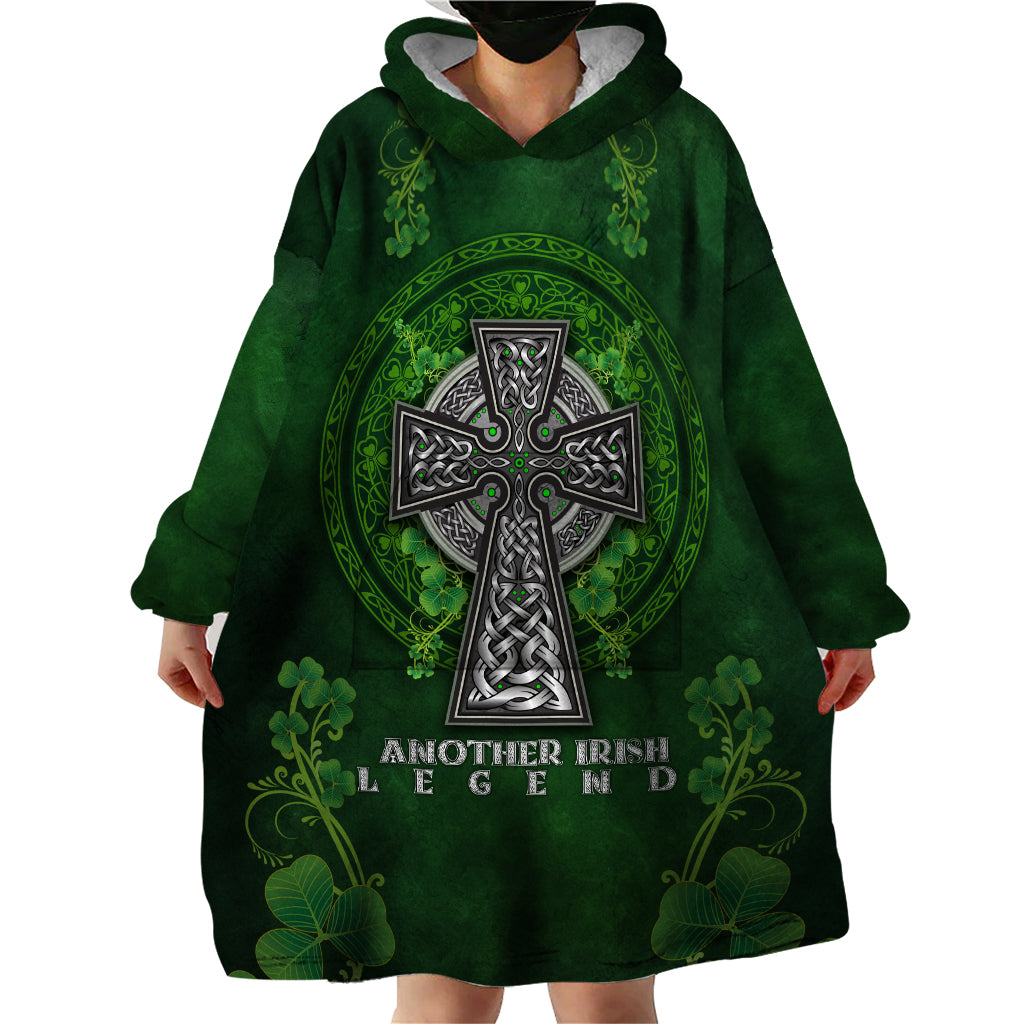 Irish Cross Mix With Shamrock Floral Wearable Blanket Hoodie - Vibe Hoodie Shop