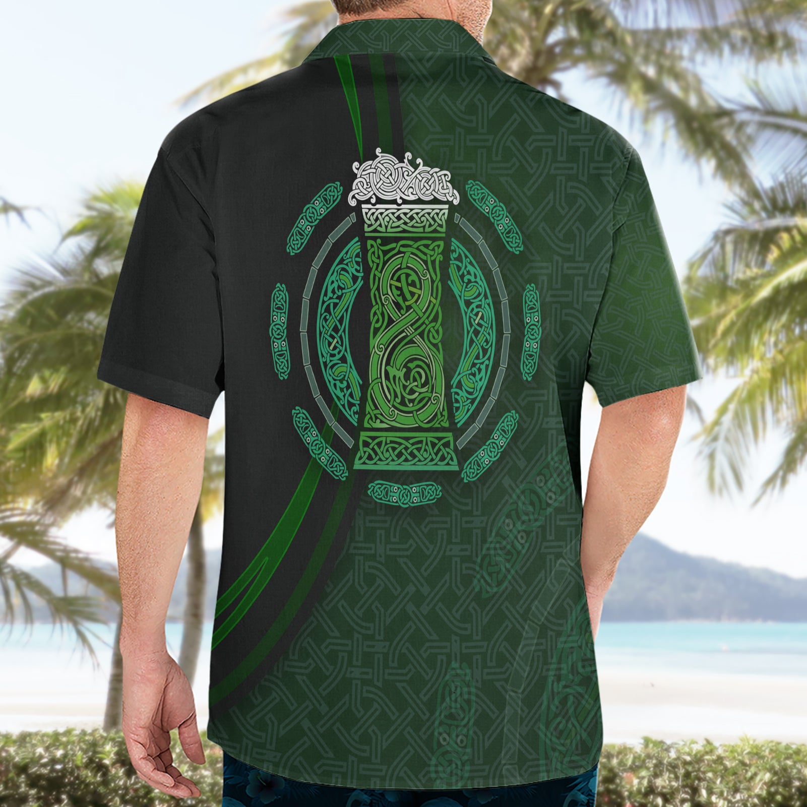 Beer Cup Pattern And Celtic Circle Green Hawaiian Shirt - Vibe Hoodie Shop