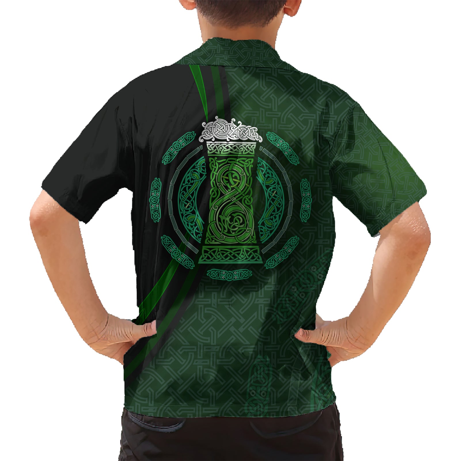 Beer Cup Pattern And Celtic Circle Green Hawaiian Shirt - Vibe Hoodie Shop