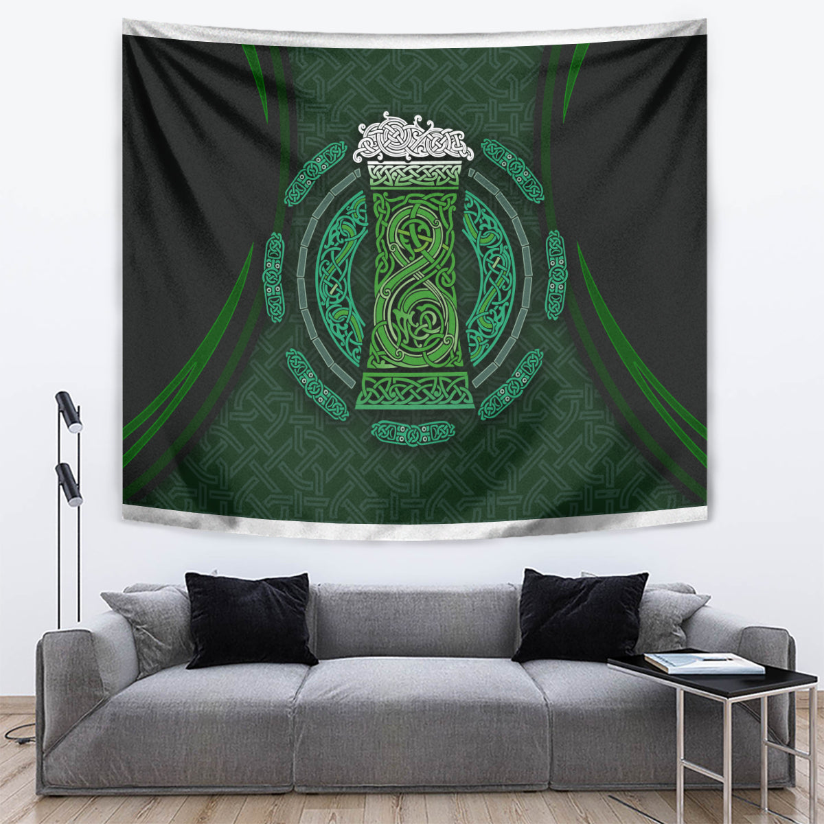 Beer Cup Pattern And Celtic Circle Green Tapestry - Vibe Hoodie Shop