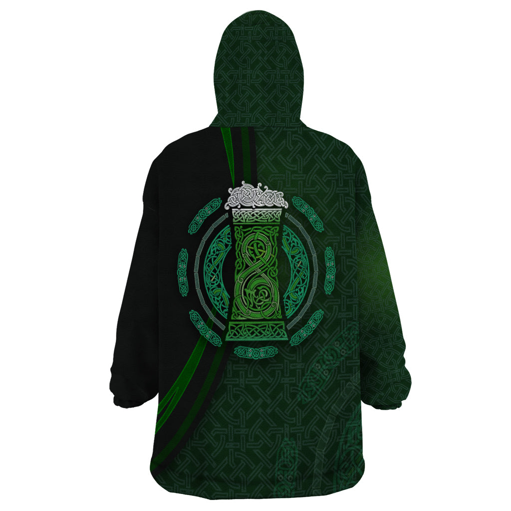 Beer Cup Pattern And Celtic Circle Green Wearable Blanket Hoodie - Vibe Hoodie Shop