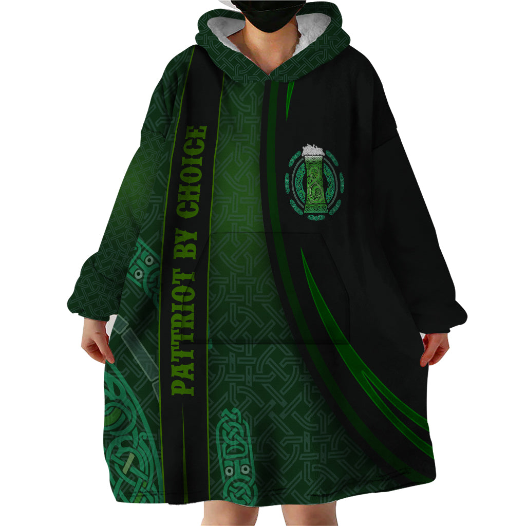 Beer Cup Pattern And Celtic Circle Green Wearable Blanket Hoodie - Vibe Hoodie Shop