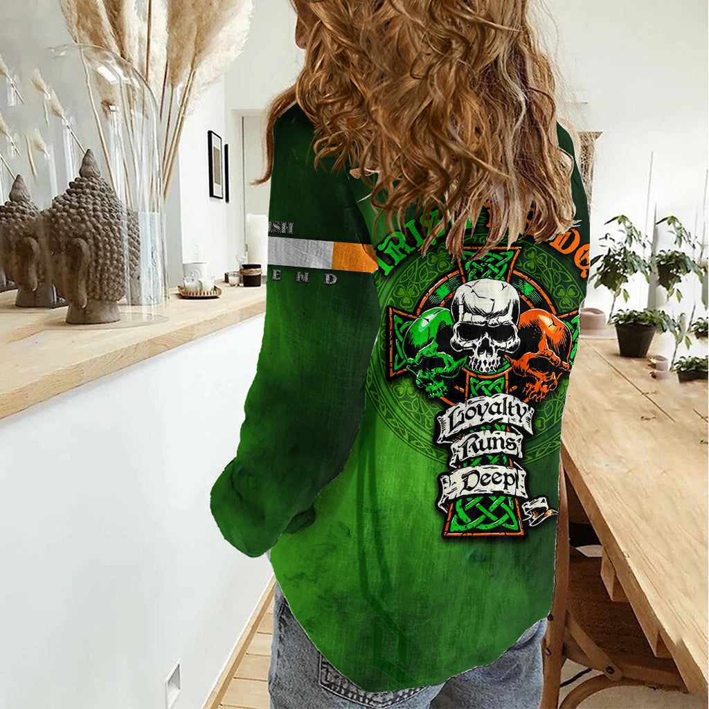 Irish Pride - Skull Cross Mix Women Casual Shirt - Vibe Hoodie Shop