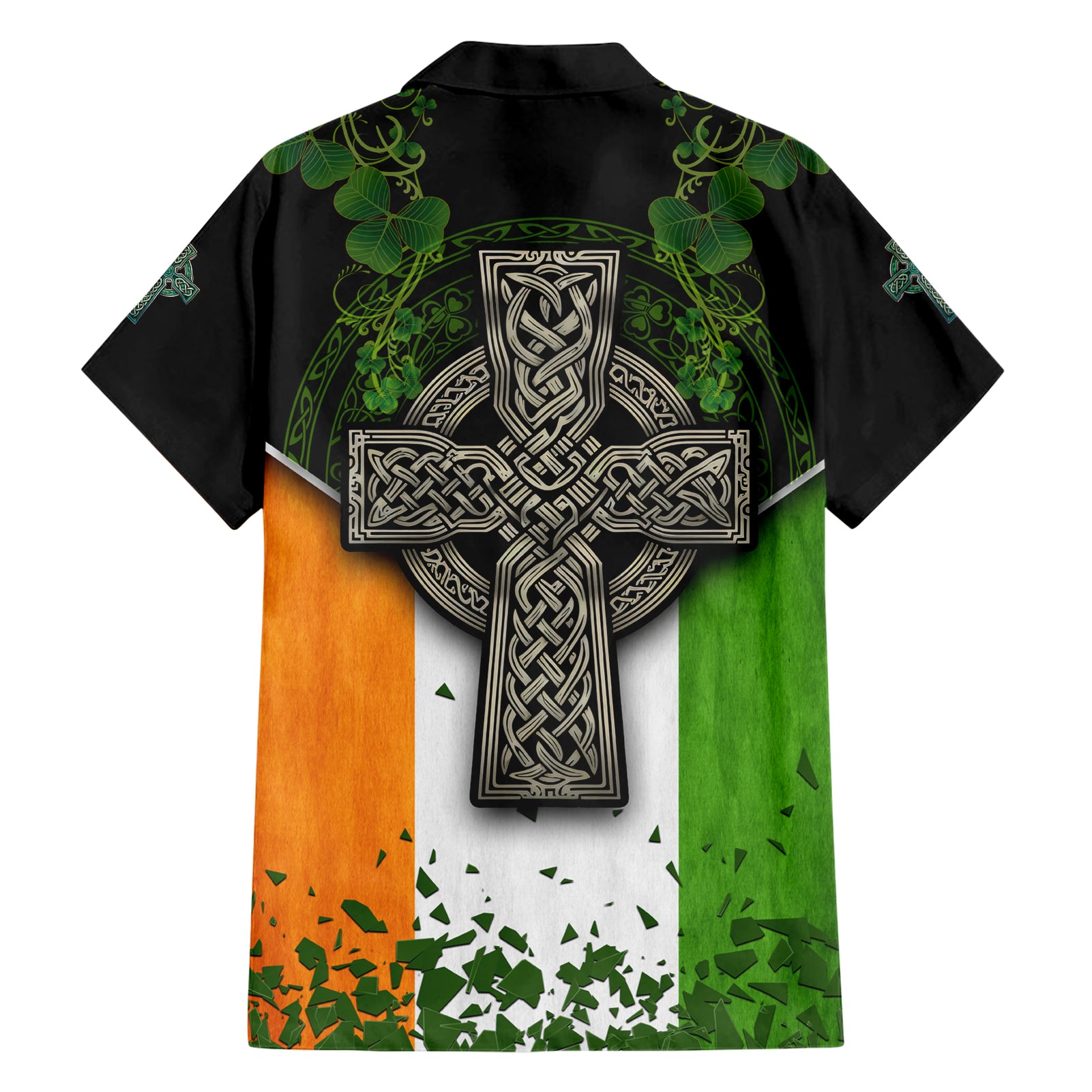 Irish Cross Mix With Shamrock Floral And Flag Hawaiian Shirt - Vibe Hoodie Shop