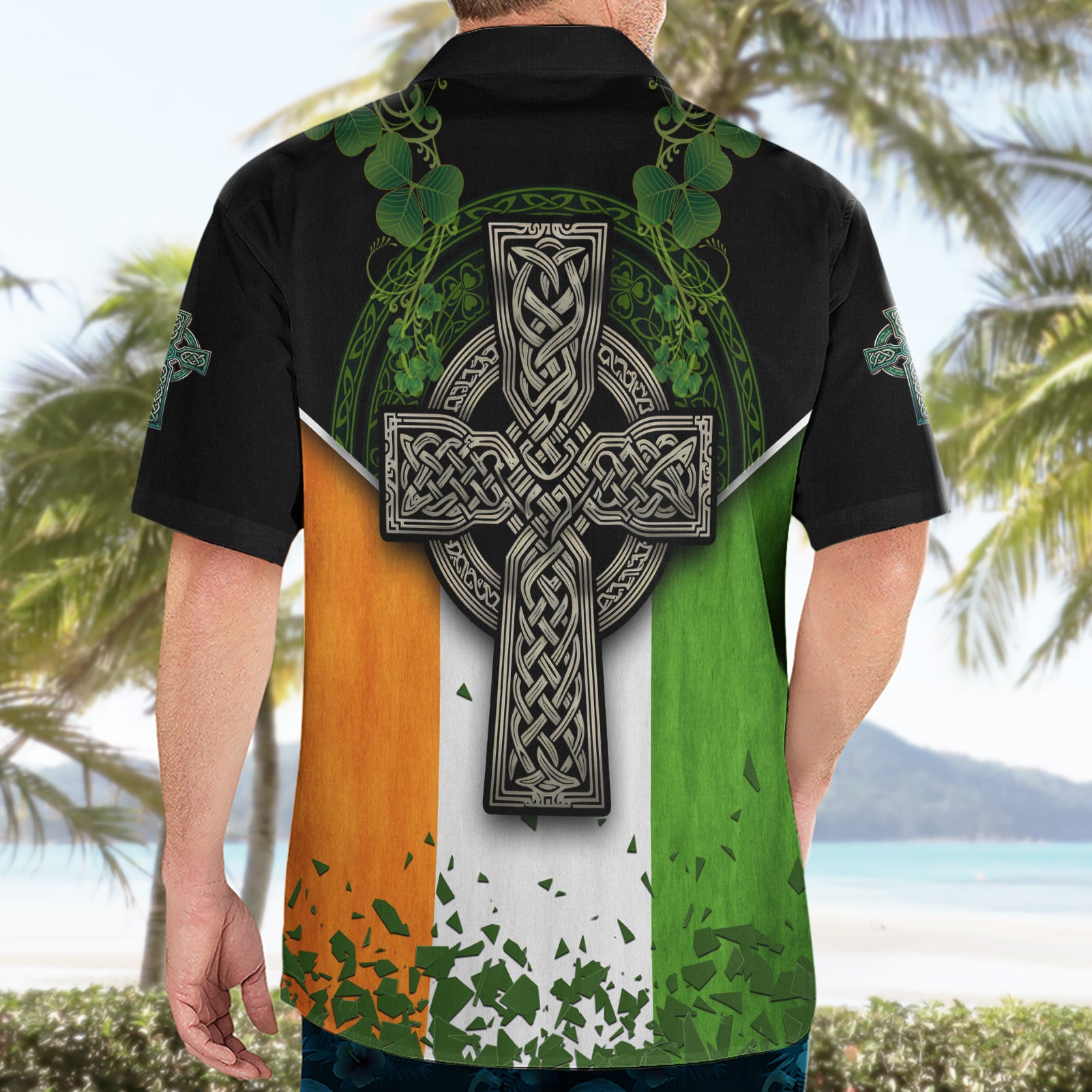 Irish Cross Mix With Shamrock Floral And Flag Hawaiian Shirt - Vibe Hoodie Shop