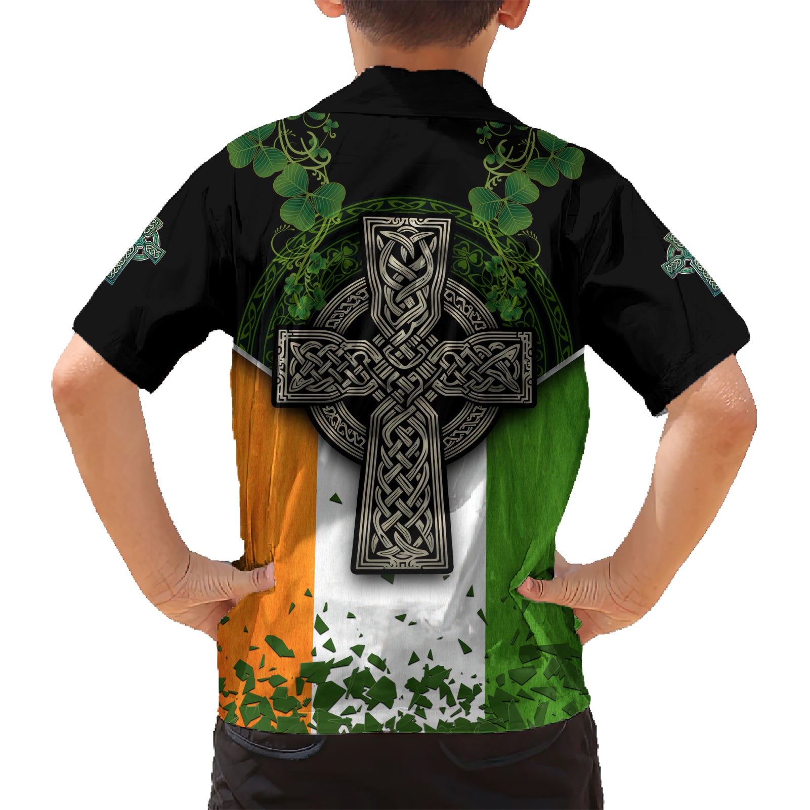 Irish Cross Mix With Shamrock Floral And Flag Hawaiian Shirt - Vibe Hoodie Shop